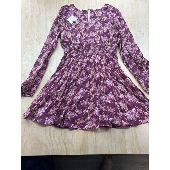 Free People Keep You Floral Print V-Neck Long Sleeve Mini Dress, Size XS Smocked - Picture 4 of 6